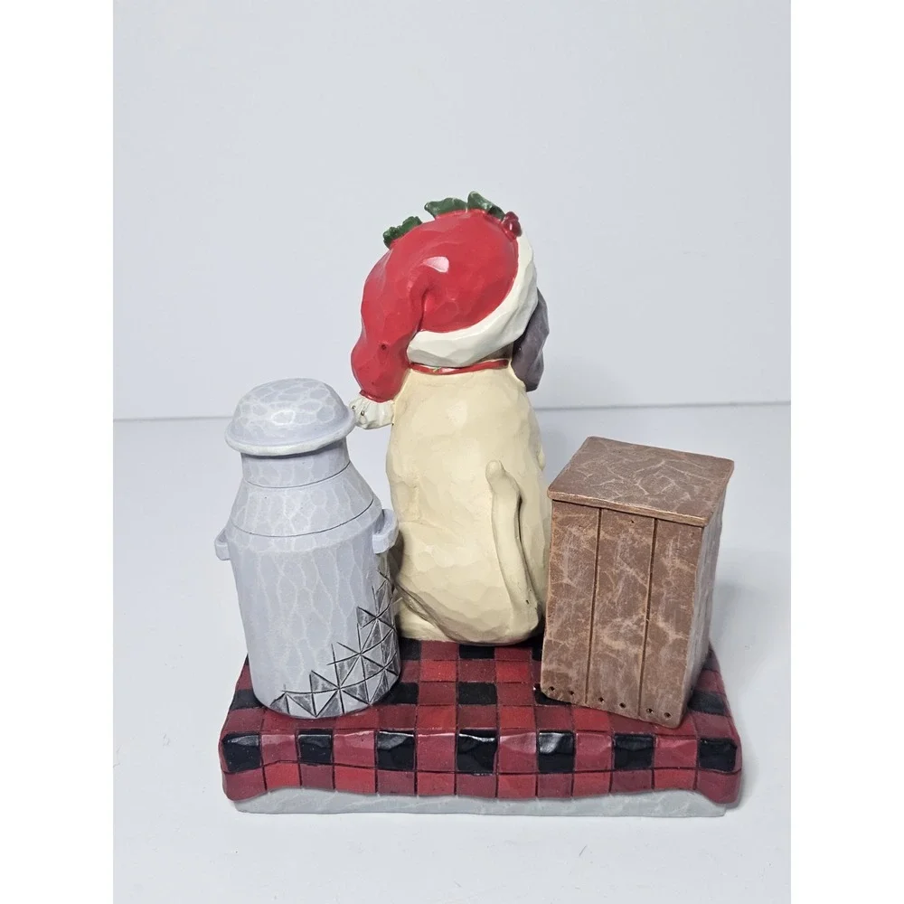Jim Shore Country Living Festive Farmhouse Friend Dog Milk Pail Figurine 6011743